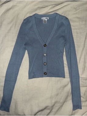 Fashion Nova Blue Button Fitted Long Sleeve Size Small